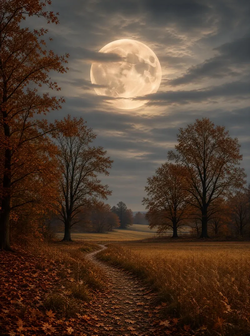 Autumn Night Under Full Moon