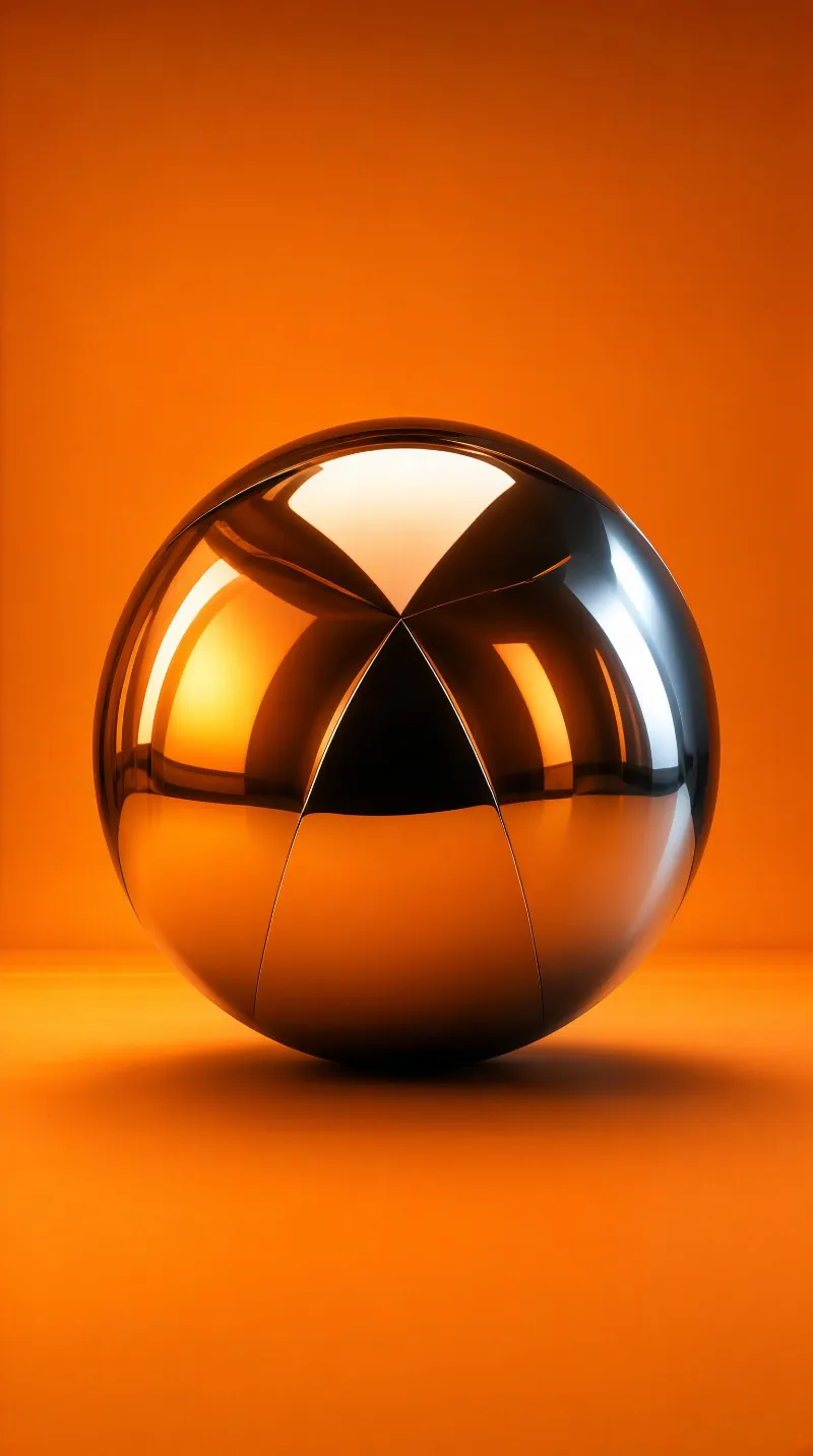 Metallic Sphere on Orange Background
