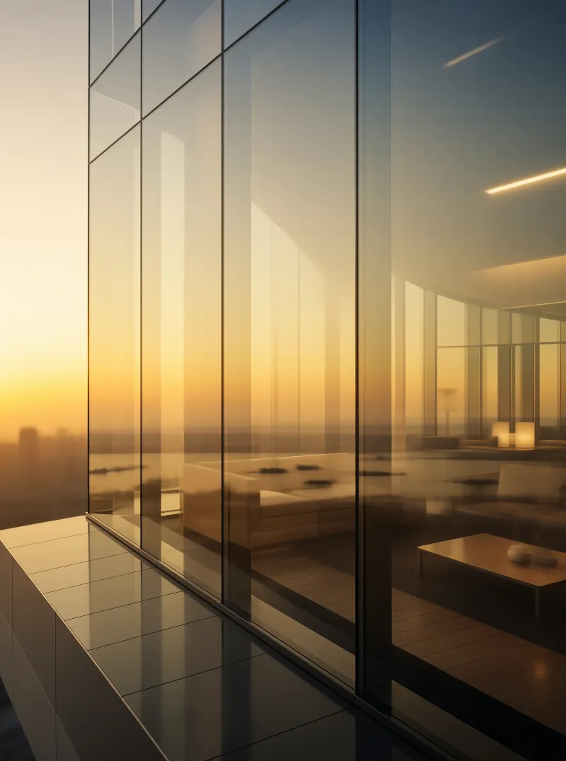 Glass Building Sunset View