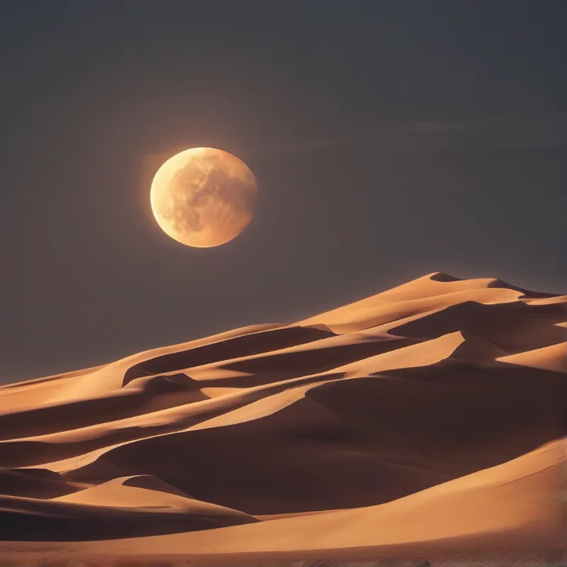 Moon Above Desert Dunes