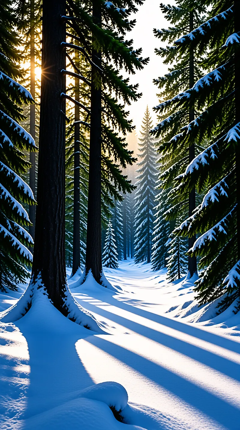 Sunlit Winter Forest