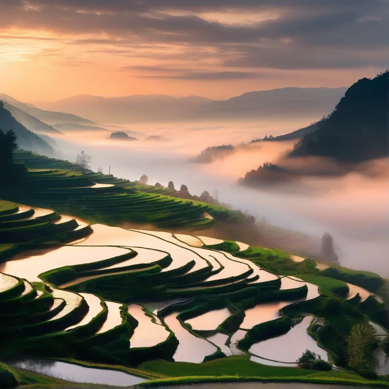 Misty Sunrise Terraces
