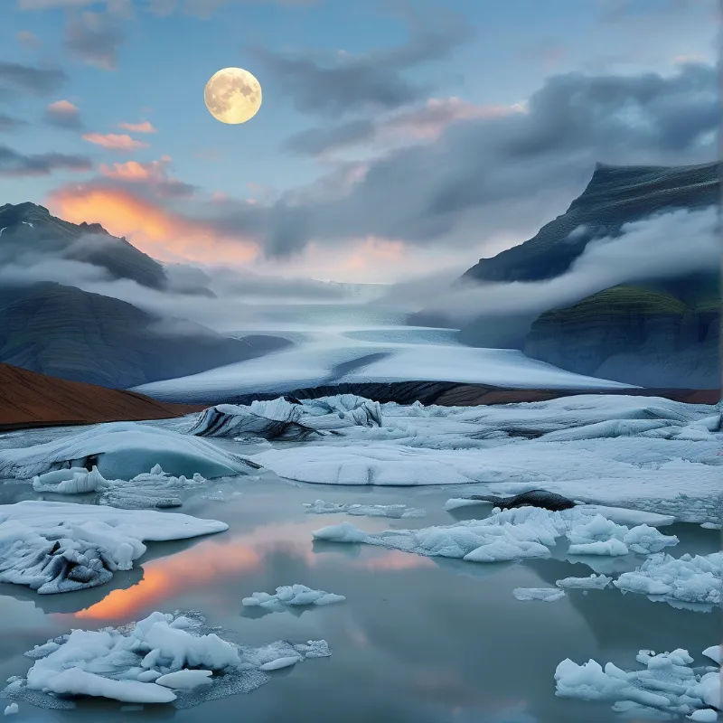 Moonlit Frozen Valley