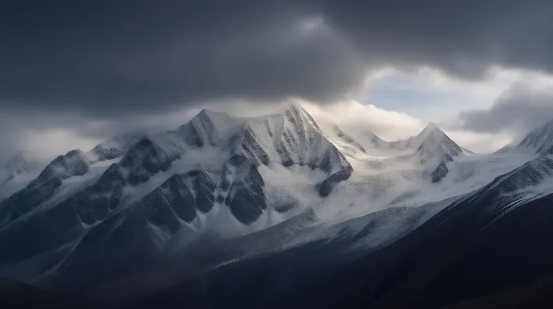 Snowbound Peaks in Storm Light