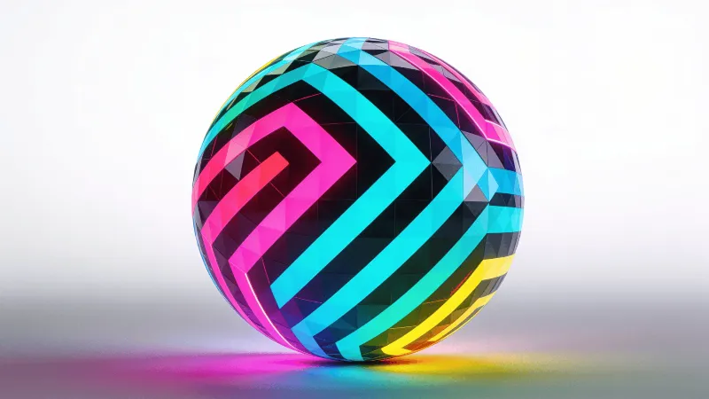 Neon, Bold Geometric Sphere