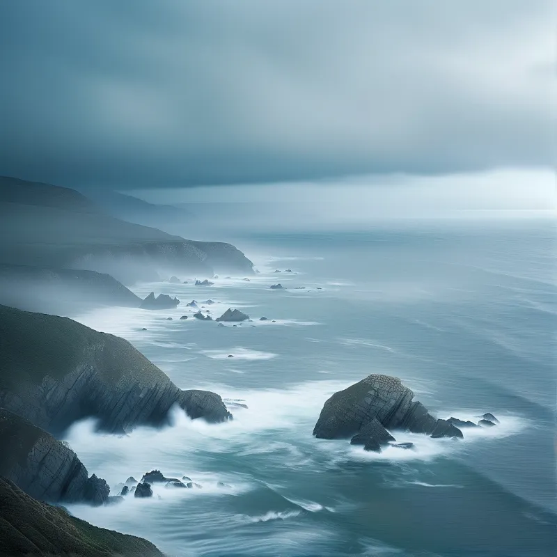 Misty Coastal Cliffs