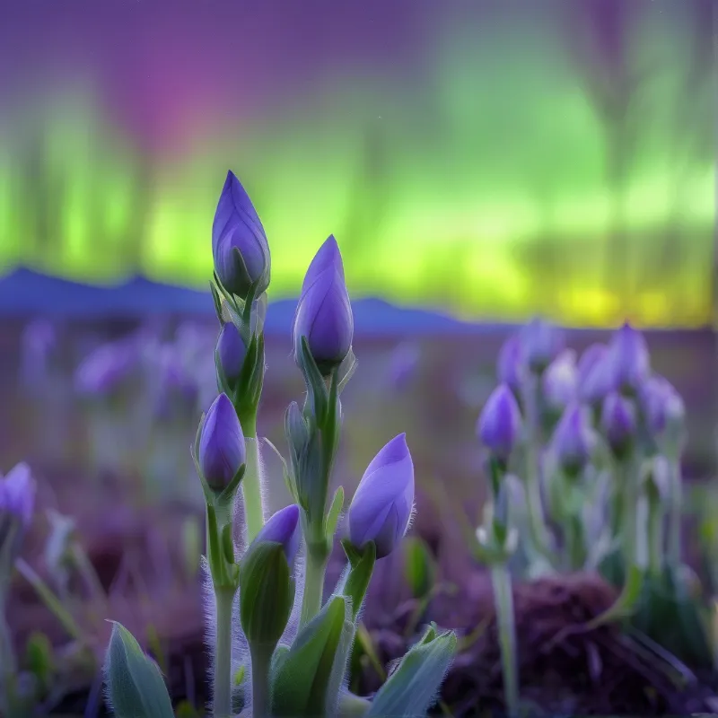Purple Flower Buds Close Up
