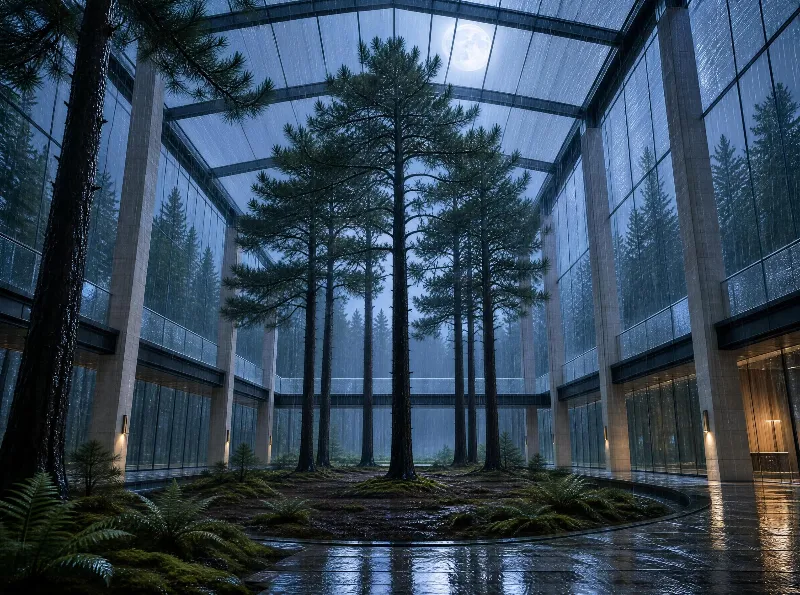Rainy Glass Atrium