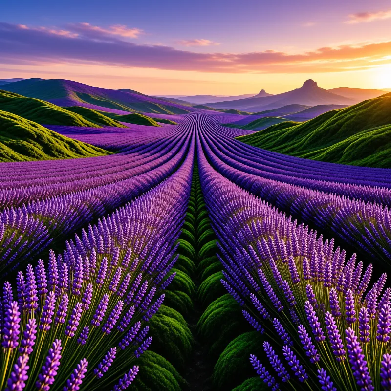 Lavender Fields at Sunset