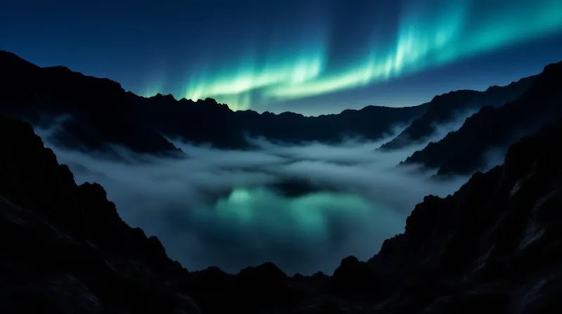 Aurora Borealis Night Scene