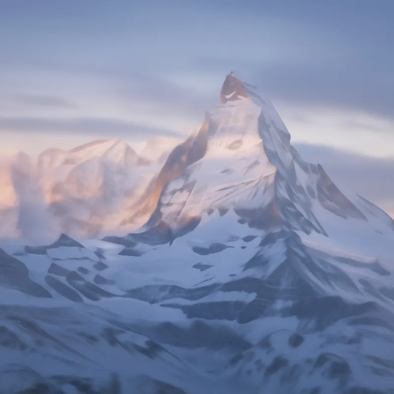 Snowy Mountain Peak at Dawn