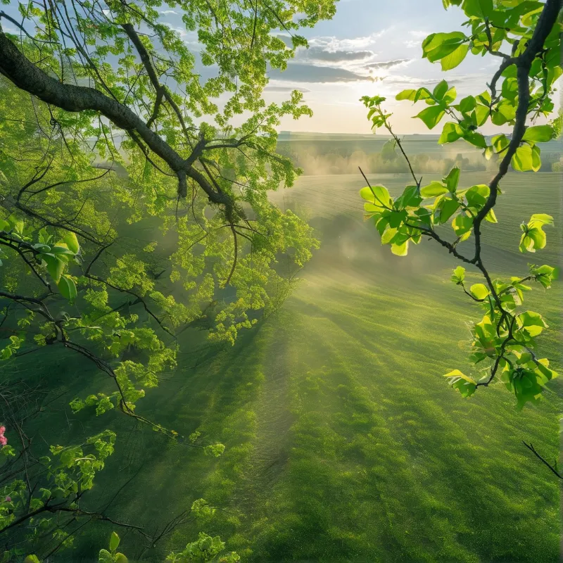 Sunlit Green Landscape