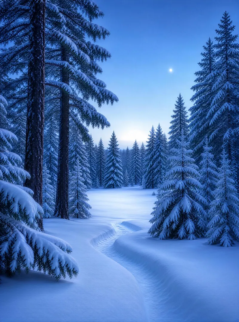 Snowy Forest at Dusk