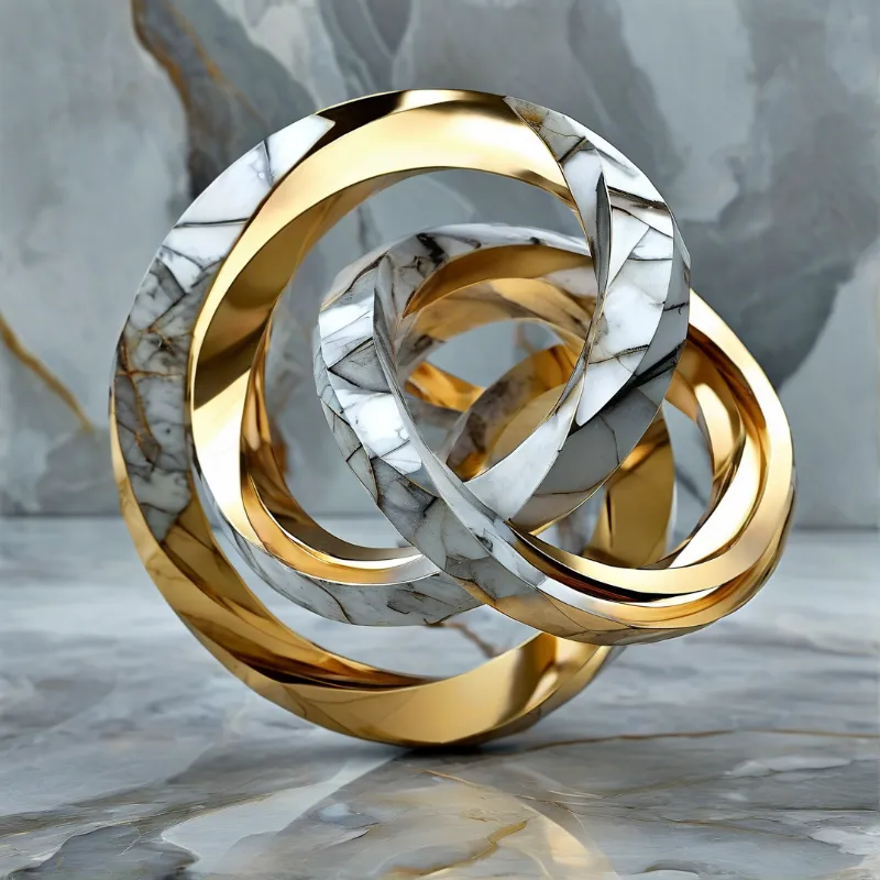 Abstract Gold Marble Sculpture