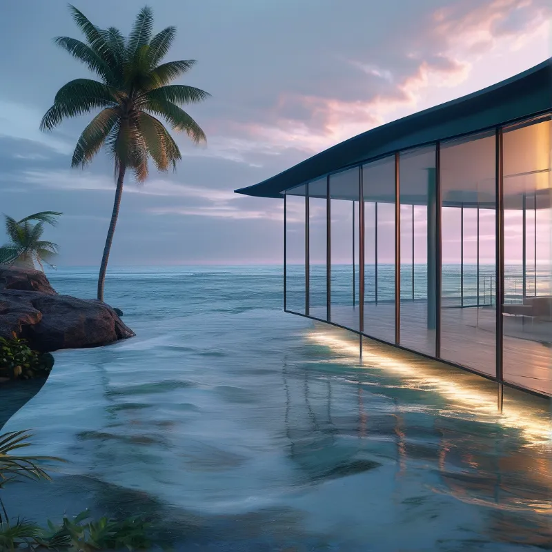 Modern Ocean Villa at Sunset