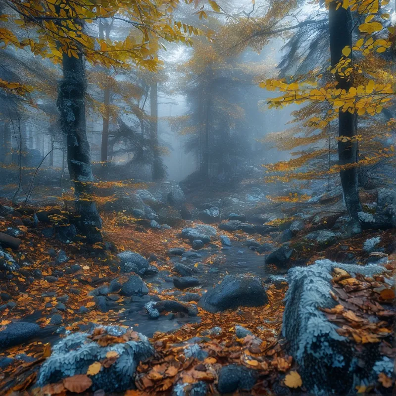 Misty Autumn Forest