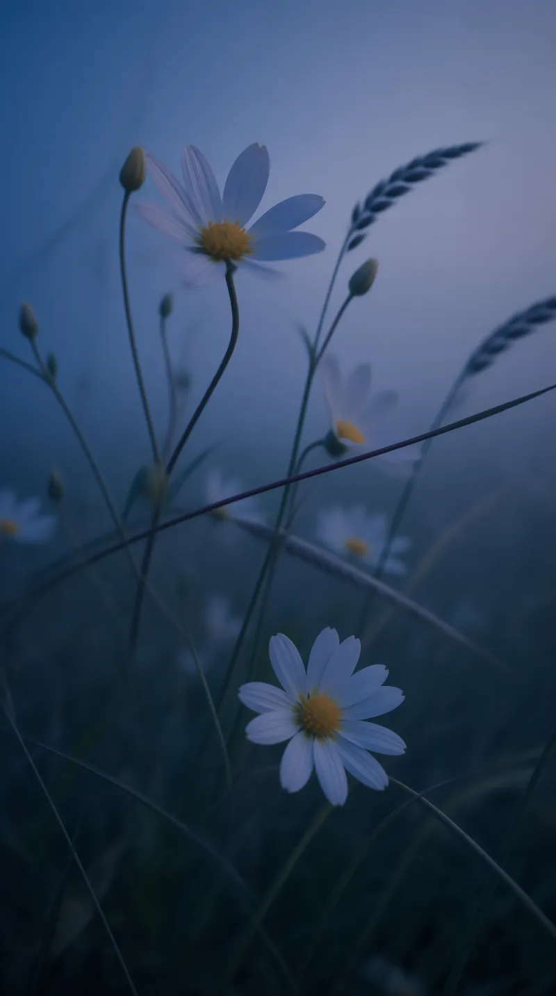 Misty Blue Daisy Field
