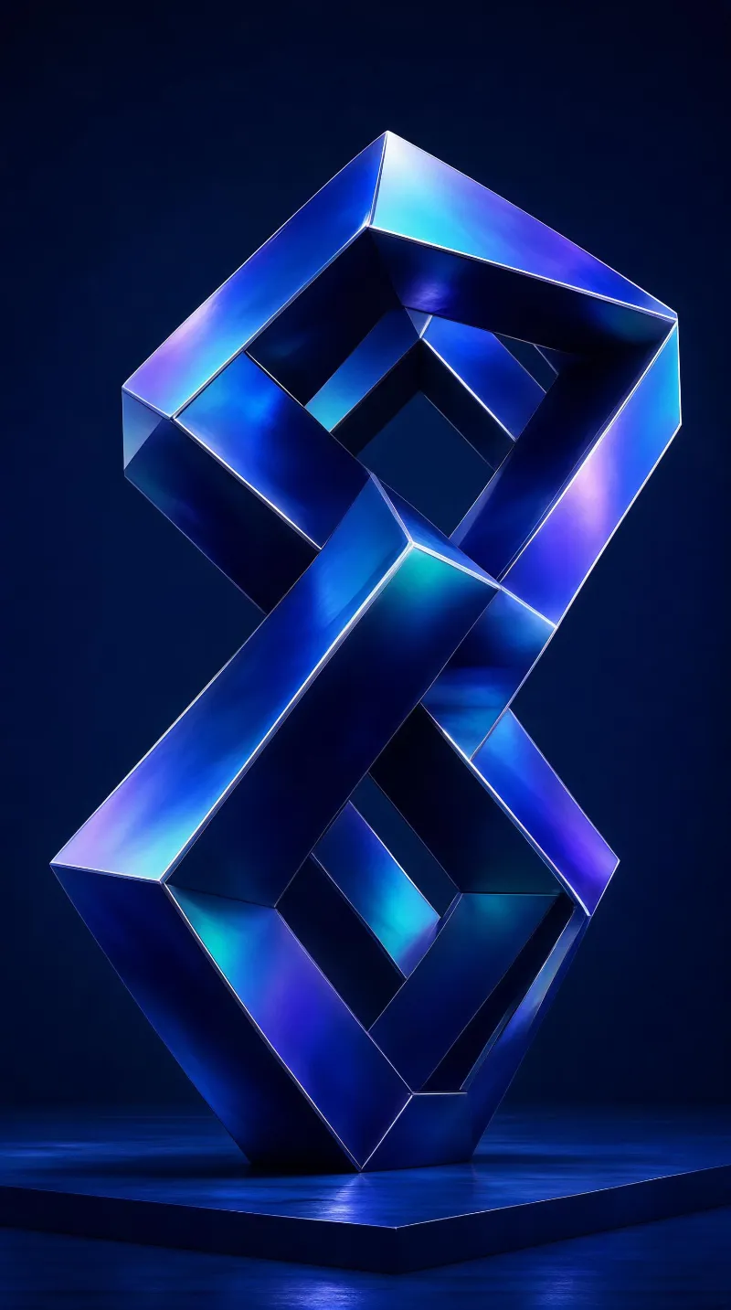 Blue Geometric Sculpture