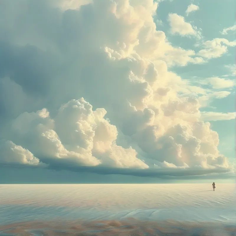 Vast Landscape Under Giant Clouds