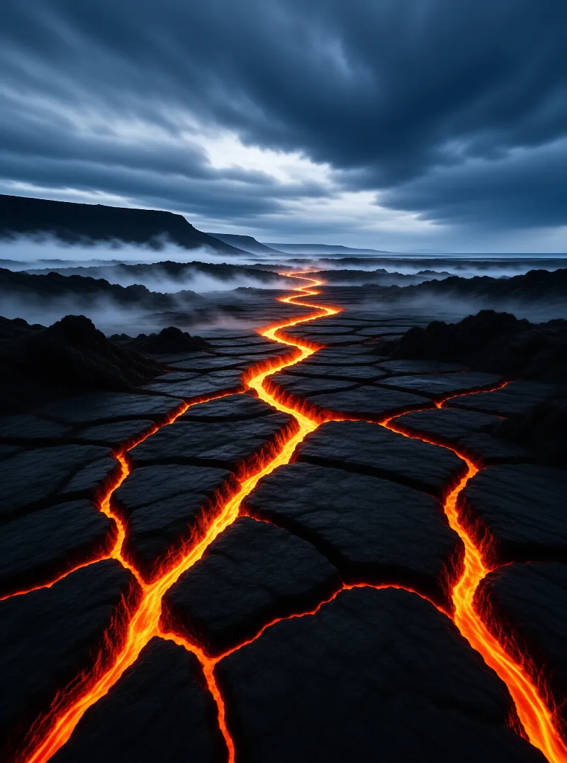 Molten Lava River Landscape