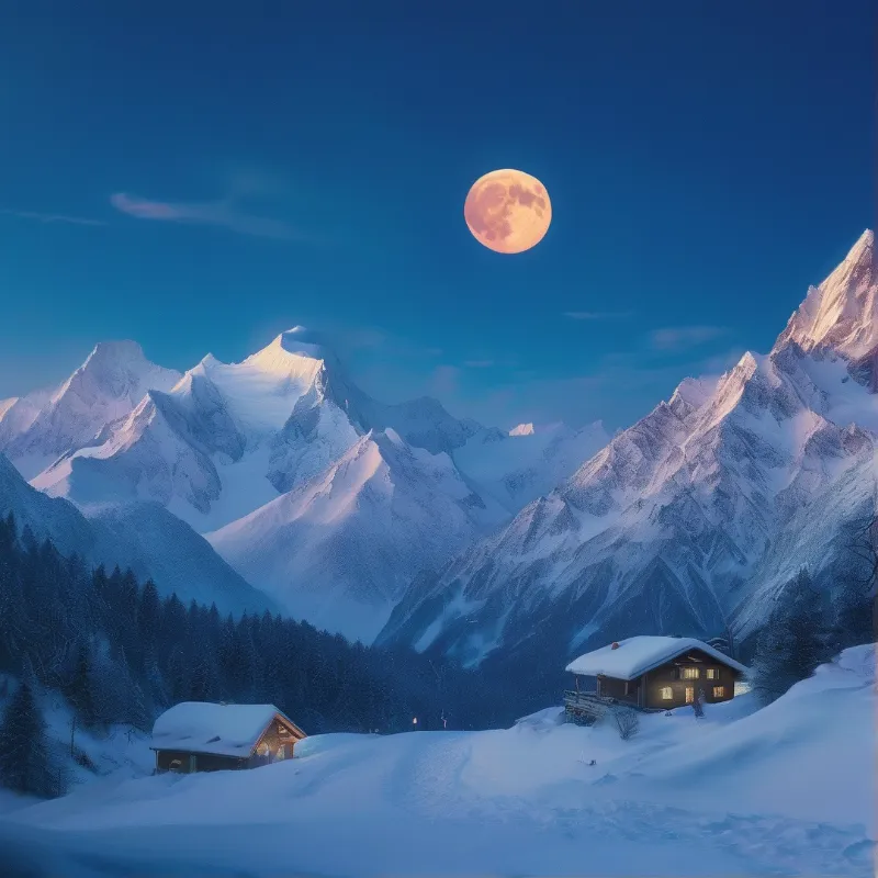 Moonlit Winter Mountains