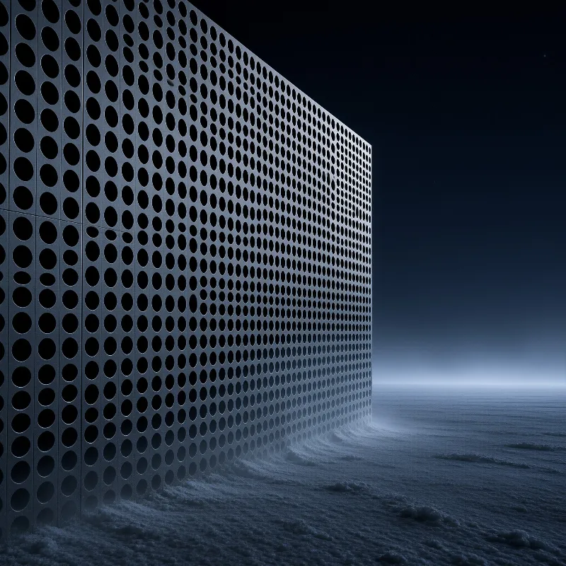 Perforated Facade in Frozen Night