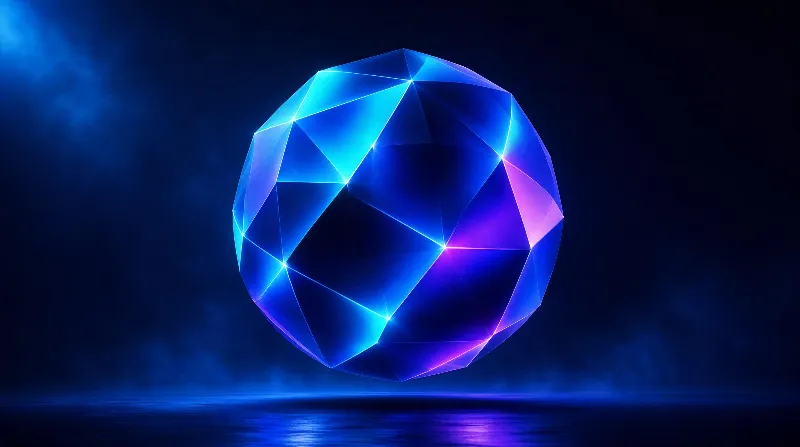 Glowing Blue Polyhedron