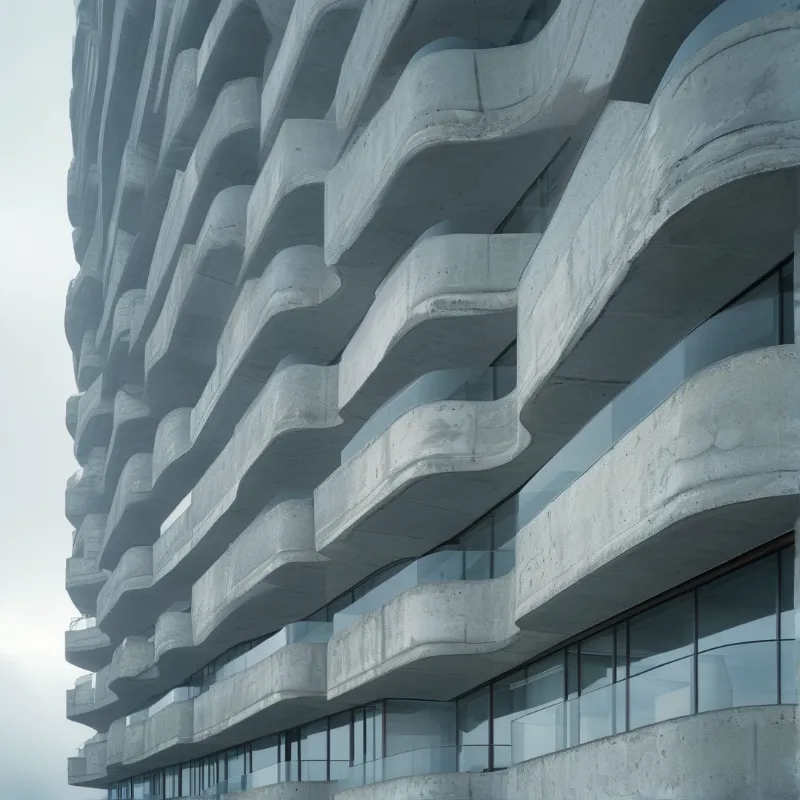 Wavy Concrete Building Facade