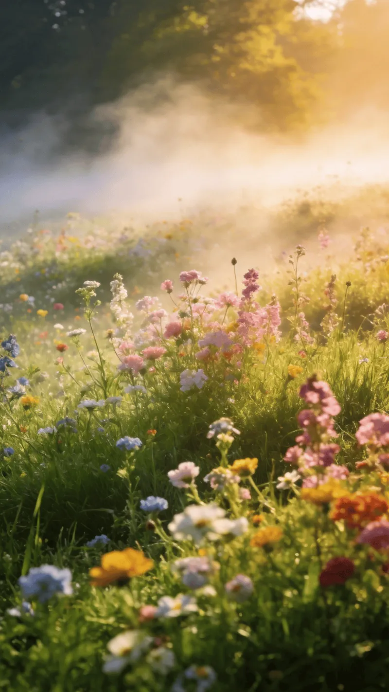 Fresh Green Spring Grass and Blooms
