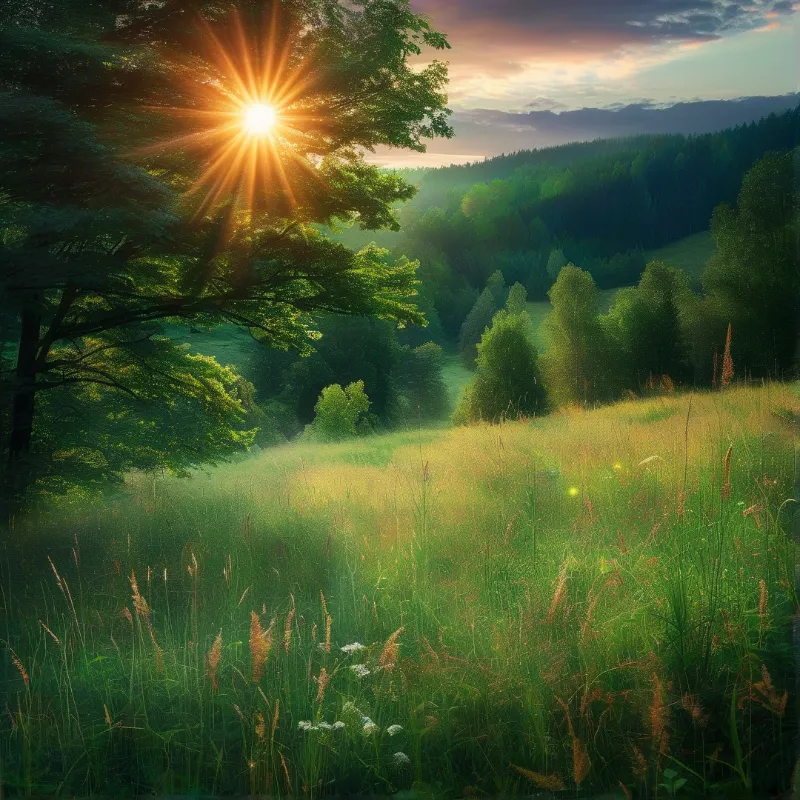 Sunlit Forest Valley
