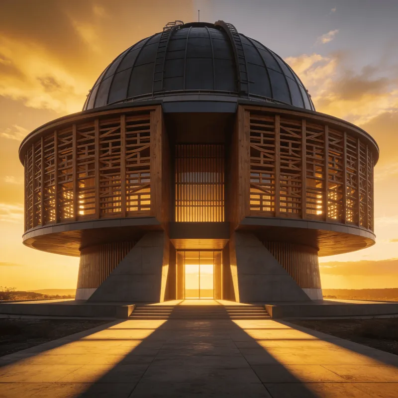 Observatory with Wooden Lattice — Golden Sunset