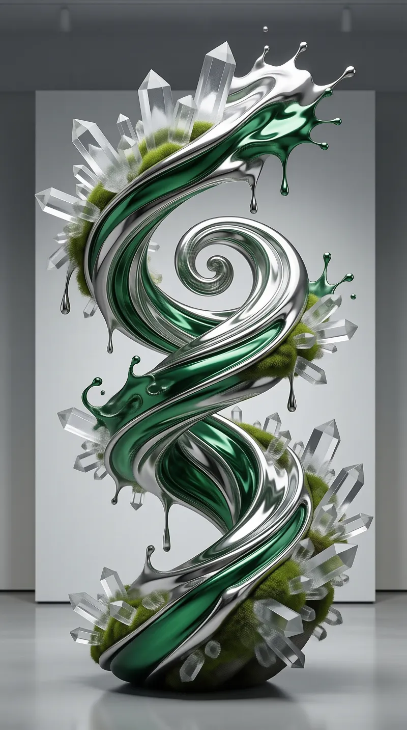 Spiral Chrome and Crystal Art