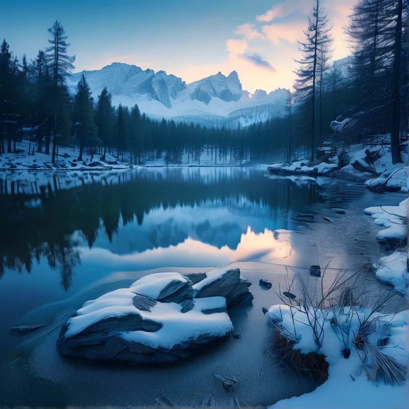 Winter Lake Reflection