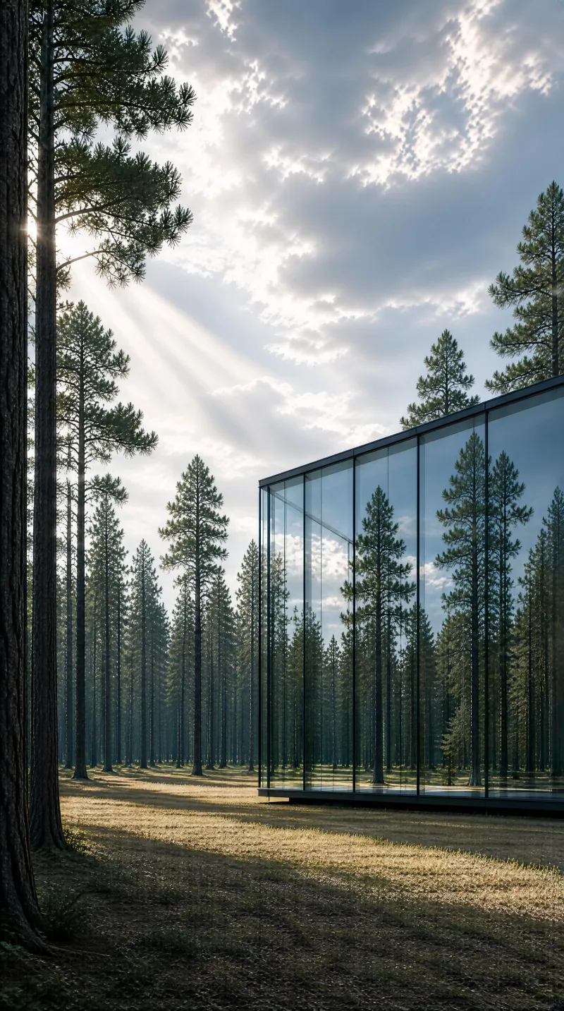 Glass House in Forest