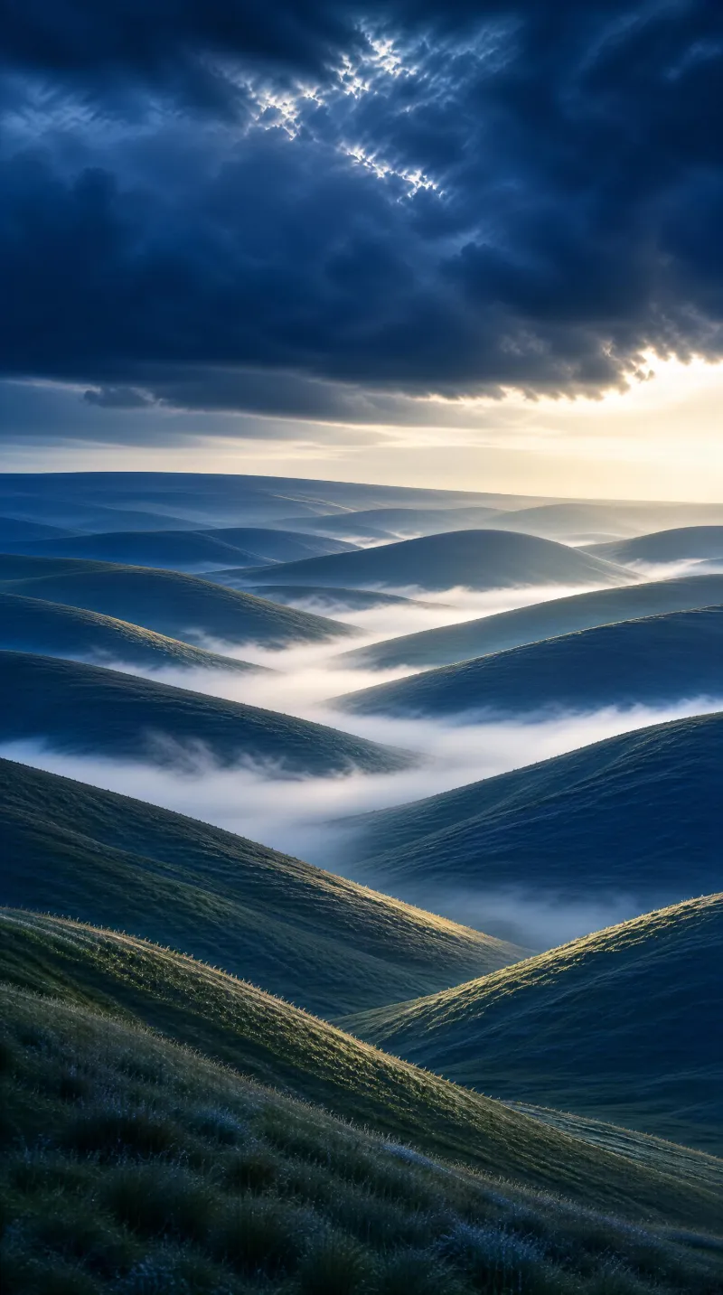 Misty Rolling Hills at Dawn