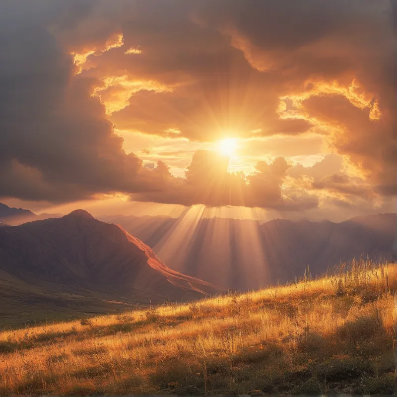 Sunrays Over Mountains