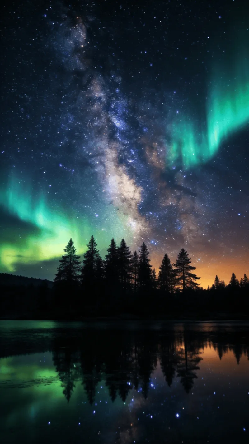 Northern Lights Above the Forest