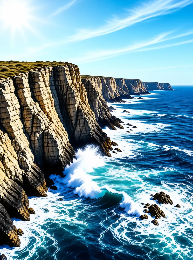 Rugged Cliffs and Blue Sea
