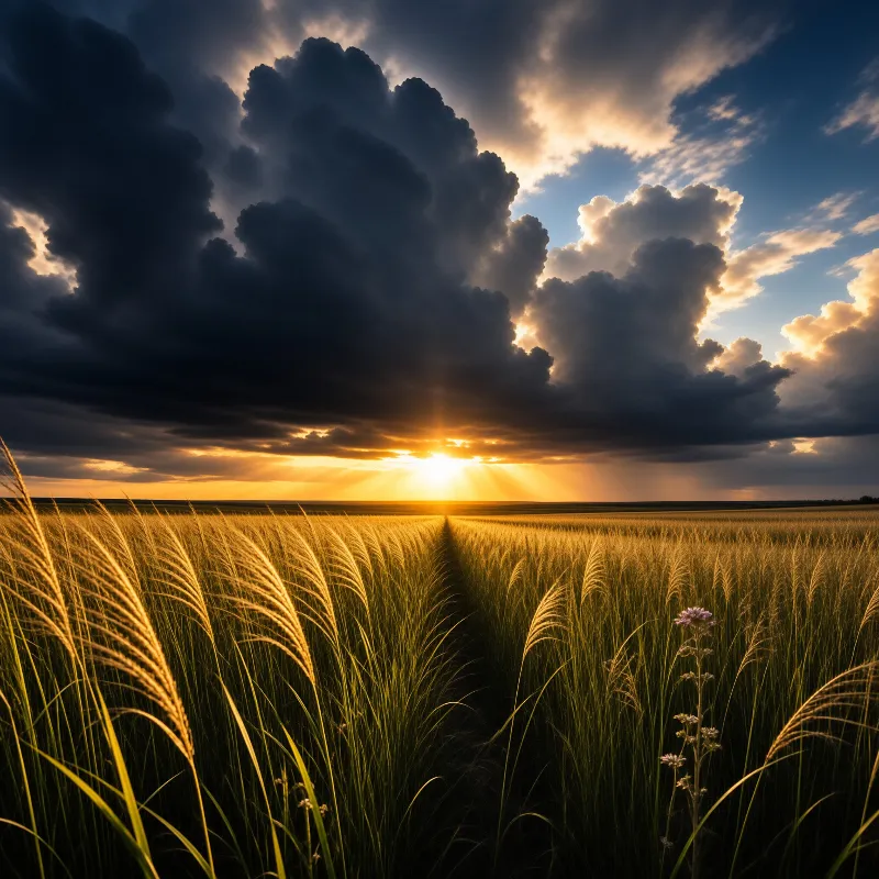 Golden Sunset Over Field