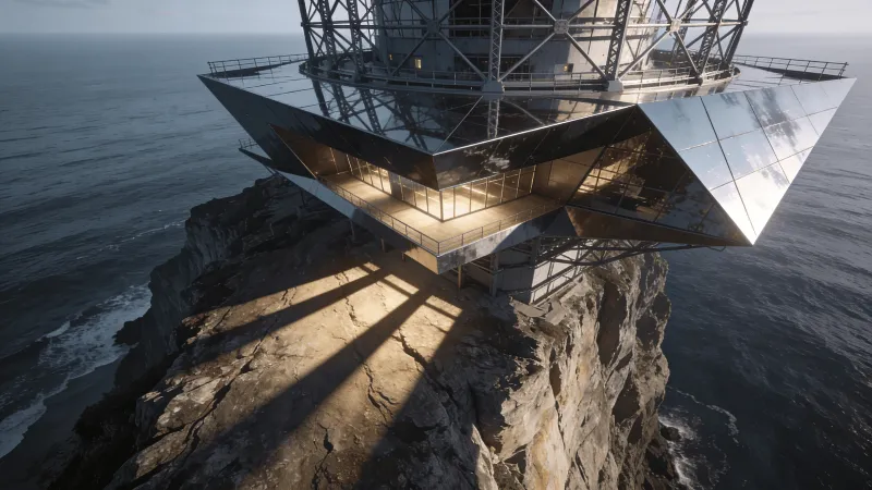 Observatory with Steel Frame — Coastal Cliff