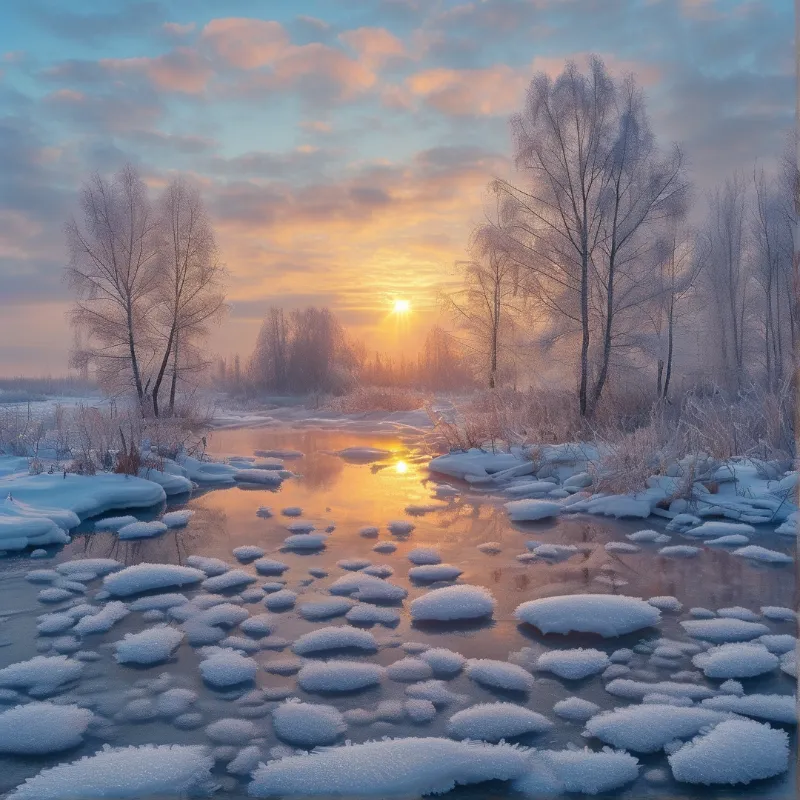 Winter River Sunrise