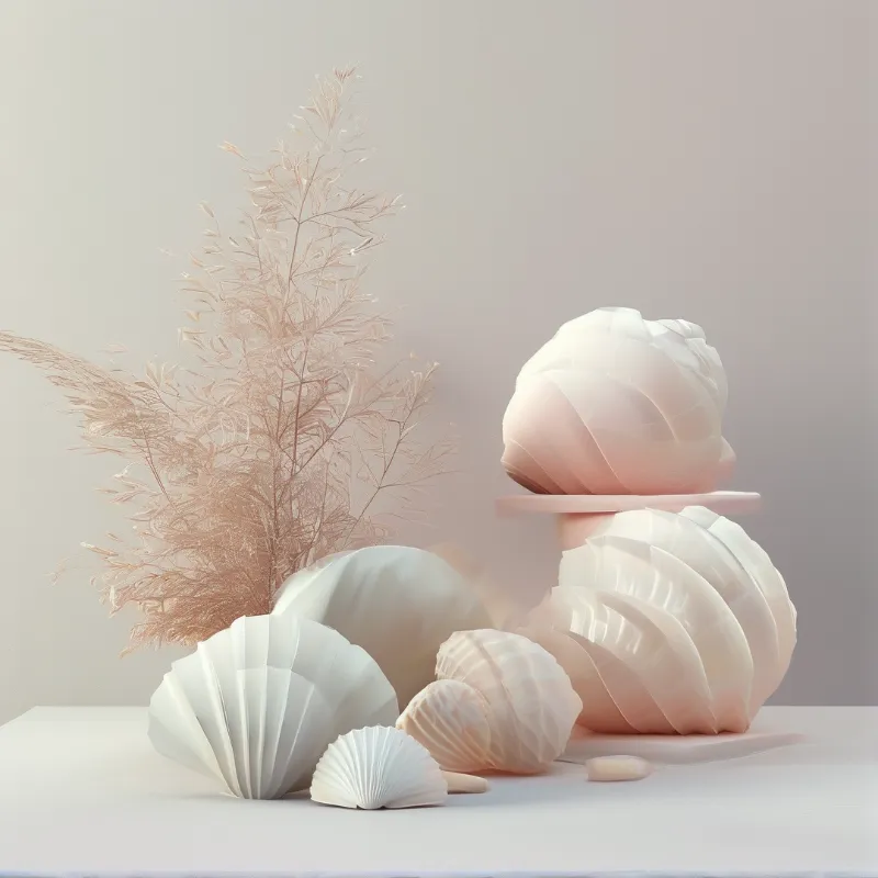 Minimalist Seashells and Dried Plants