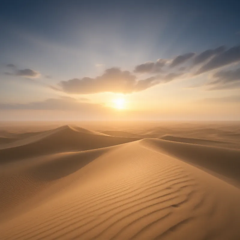 Sunset Over Desert Dunes