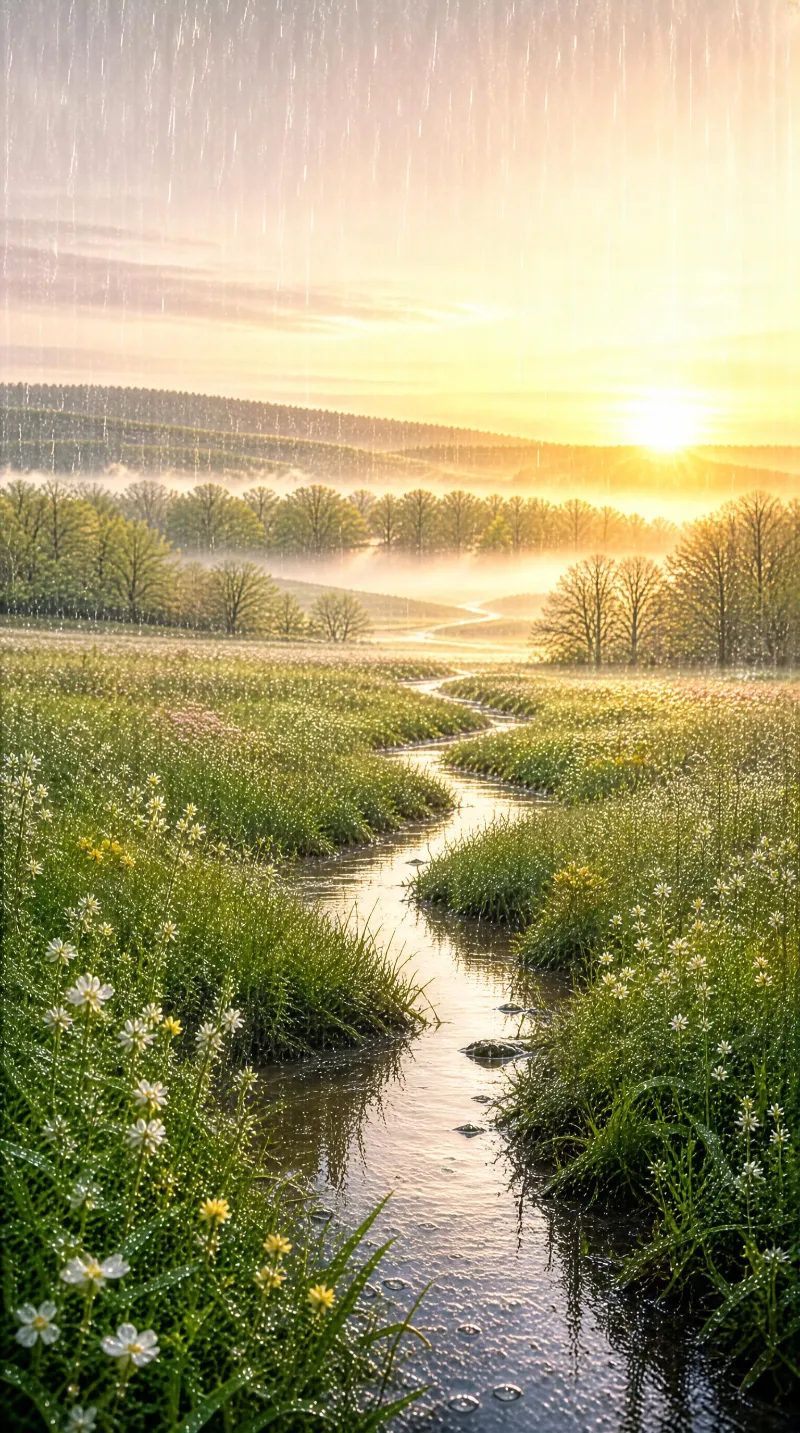 Sunlit Rainy Meadow