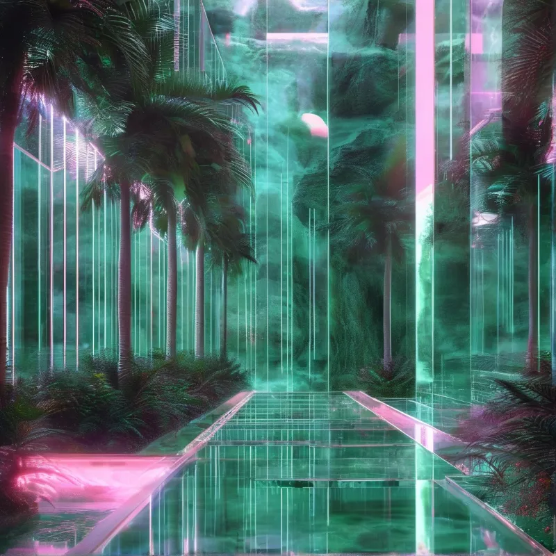 Cyberpunk Tropical Walkway