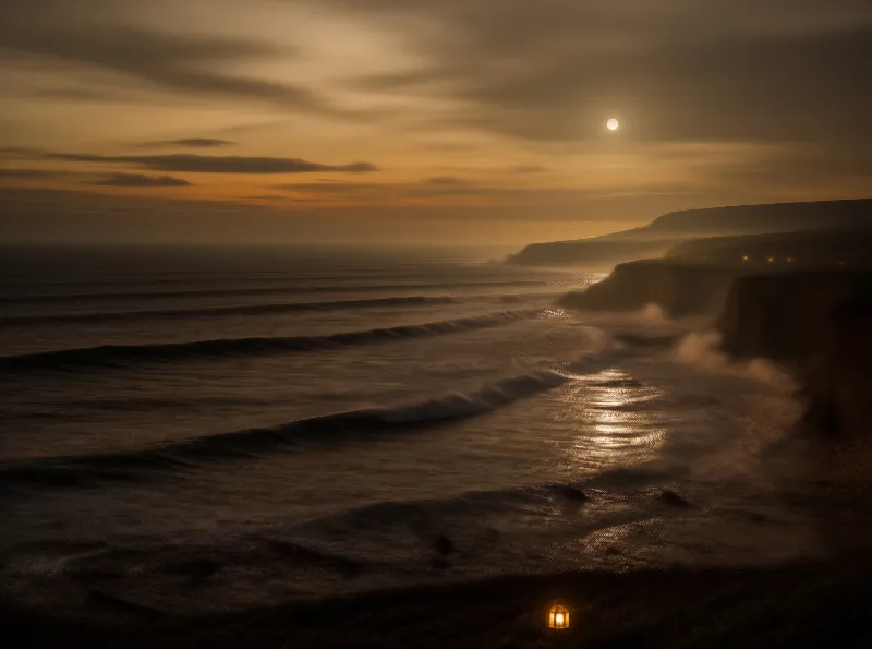Moonlit Coastal Scene