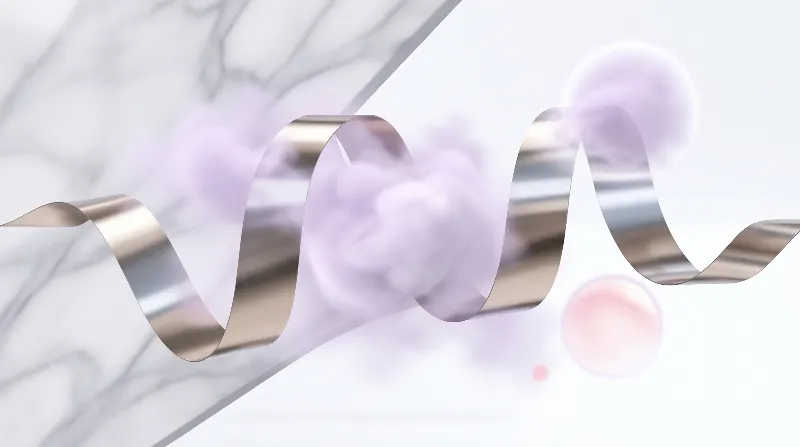 Metallic Ribbon with Soft Clouds