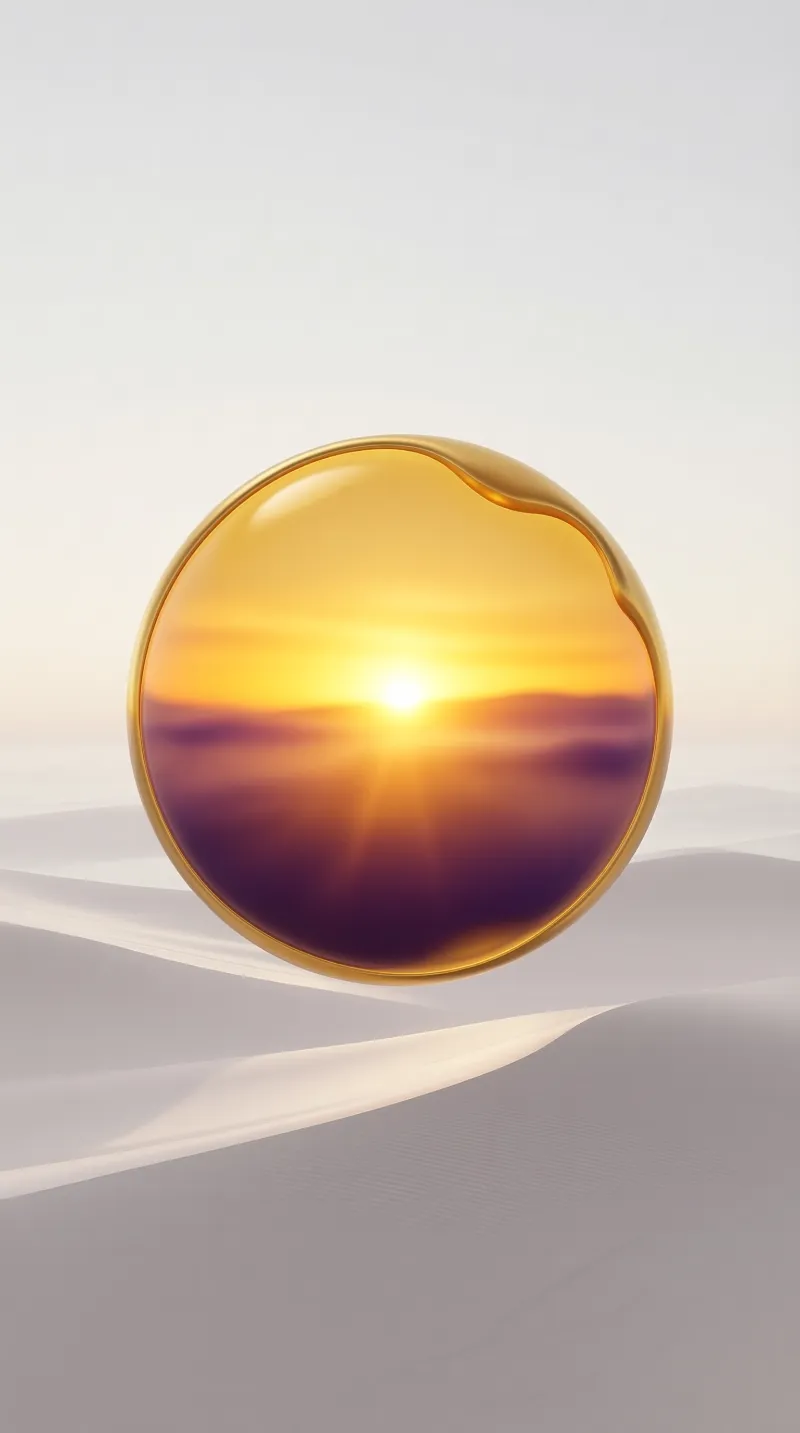 Amber Glass Orb — Sunset Reflection Study