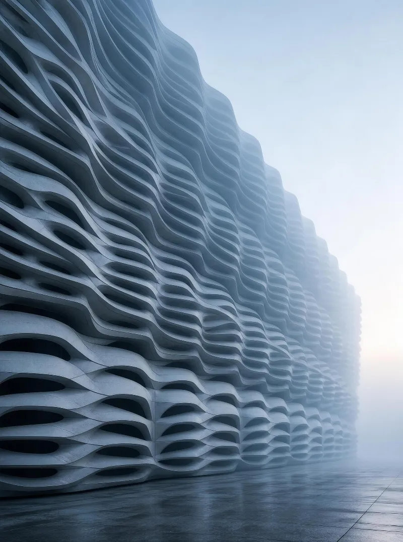 Futuristic White Wave Wall