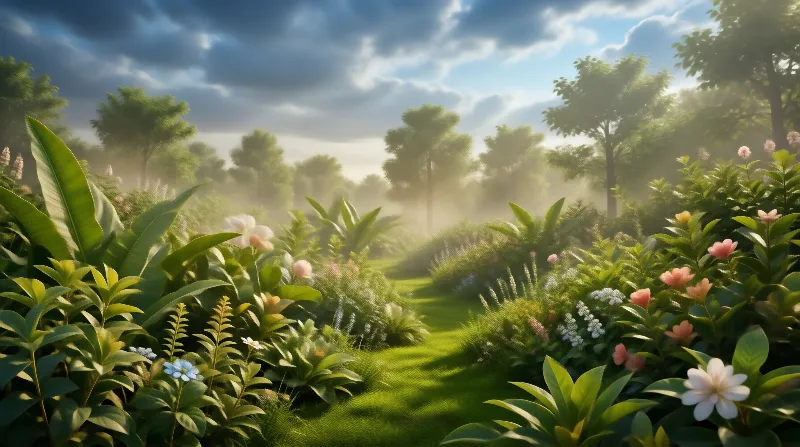 Misty Morning Garden